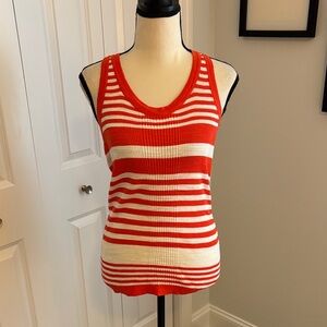 Trina Turk Striped Orange and White Women's Tank Top, NWT